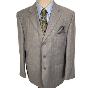 Luca Rossi Italia Suit Mens 46R 31W30L Gray Plaid Superior 150s HighTech Square